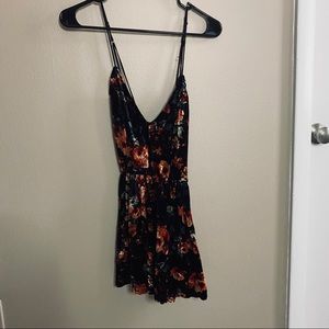 Velvet floral romper